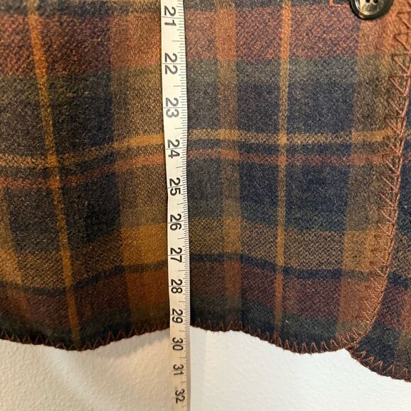 Vintage David Paul New York Plaid Brown Wool Blend Stitched Collar Blazer Size 1 - Picture 2 of 8
